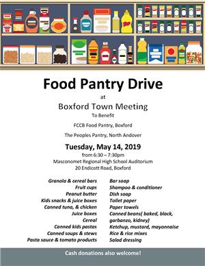 Food Drive At Boxford Town Meeting